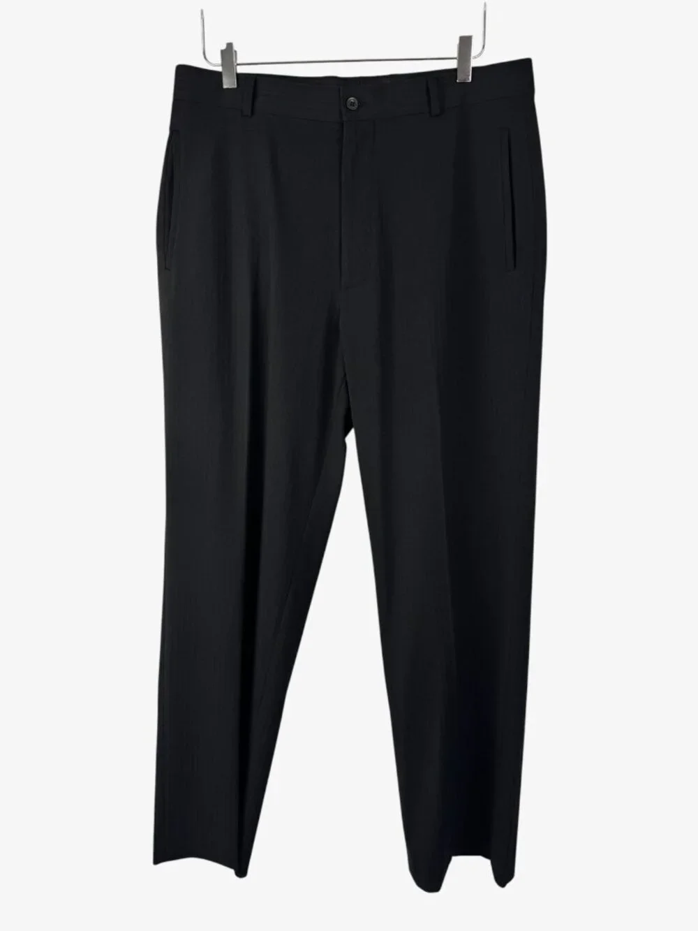 Claiborne Mens Modern Fit Suit 42L W34 L32 Black Pinstripe 2-Piece Set Polyester